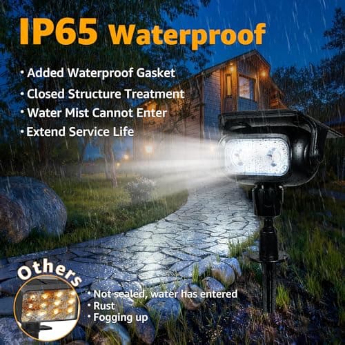 Ollny Solar Lights Outdoor Waterproof IP65，Super Bright LED 2 Lighting Modes 360° Rotation Solar Spot Lights Outdoor, Auto On/Off Landscape Lighting for Yard Garden Pathway 2 Pack (Cool White) - Thumbnail 3