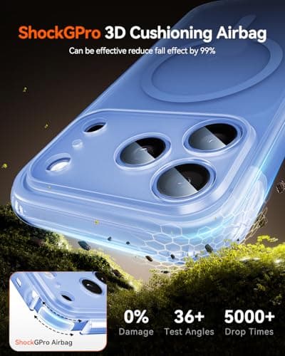 Gadged GPro Air for iPhone 17 Pro Max Case with Screen Protector, [Full Camera Protection] Fit for MagSafe, Mil-Grade Drop Tested, Shockproof Matte Cover for iPhone 17 Pro Max Phone Case 6.9'' Blue - Thumbnail 5