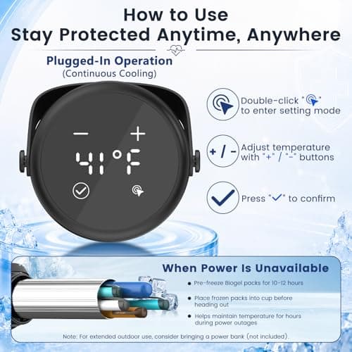 PURZOT Electric Insulin Cooler Travel Case with Backpack, TSA Approved Smart Medicine Cold Storage with Biogel Ice Pack for Travel, Portable Refrigerated Case for Diabetic Pens & Vials (Blue) - Thumbnail 5