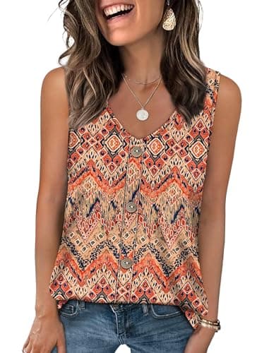 WIHOLL Summer Tops for Women 2026 Trendy Womens Tank Tops Plus Size Maternity Clothes Workout Tops Boho Tropical Yoga 2XL - Thumbnail 4