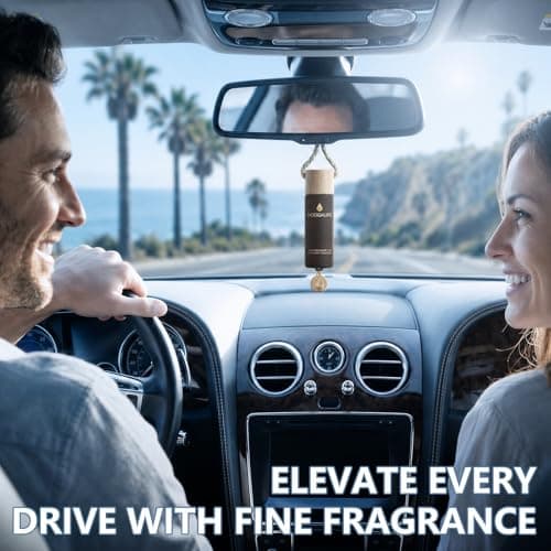 HOOGALIFE Car Air Freshener 2 Pack, Mahogany Teakwood Hanging Diffuser, 45+ Days Long Lasting Scent, Refillable Bottle, Odor Control for Auto Interior, Made in USA - Thumbnail 6