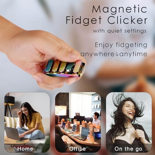 Fidget Toys for Adults, Metal Fidget Slider EDC Magnetic Haptic Fidget Clicker with 3 Noise Levels, Loud-Quieter-Quiet Adults Fidget Toy, Office Home Desk Magnetic Toys, Relief Stress and Anxiety - Thumbnail 3
