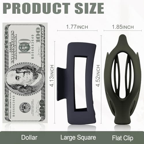 GIRLOLIIAR Flat Hair Claw Clips: 8 Pack 4 Inch Neutral Matte French Concord & Large Square Claw Clips Set for Women with Thick/Thin Hair, Non-Slip Extra Hold Jaw Clips for Lay Down/Drive/Daily Use - Thumbnail 5
