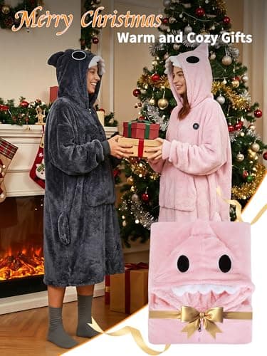 VOFUOTI MAX Shark Wearable Heated Blanket,Cordless Electric Heating Blanket Hoodie with 16000mAh Battery, Heated Robe Oversized Sweatshirt Throw Blanket Shawl with Sleeves - Thumbnail 6