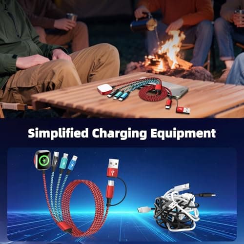 Travel Essentials 4in2 Multi Charging Cable for iPhone Watch Charger,USB A/C to Type C/iWatch Charger/IP/Micro,Travel Chargers for Multiple Device Compatible with iWatch Series&Phone 17-12/Android 5FT - Thumbnail 6