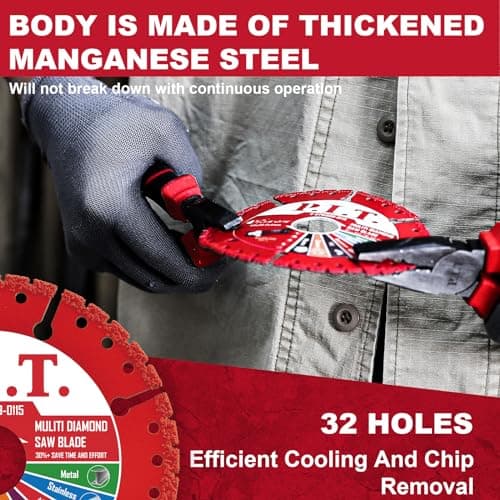 P.I.T. 4 1/2 Inch Metal Cutting Disc with Long Life 5000+ Cuts, 7/8" Arbor Vacuum Brazed Diamond Angle Grinder Blade for Rebar, Angle Iron,Stainless Steel - Thumbnail 5