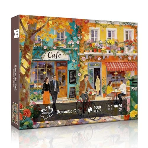 Romantic Cafe Puzzles for Adults 1000 Pieces,Impossible Hard Difficult Challenging Jigsaw Puzzles for Adults 1000 Pieces,Puzzle with Letters on Back,Recycled Paper Jigsaw Puzzle(27.6"x19.7") - Thumbnail 4
