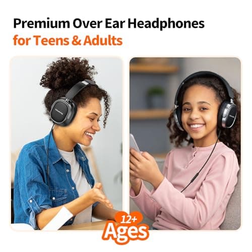 URBAN SWING Premium 2 Headphones Bundle Includes 2 USB C Adapters Plus Sturdy Hard Case & Travel Pouch, Aux Cord with 4.9ft Extra Long Cable, for iPhone 17/16, iPad, Samsung & PS5 - Thumbnail 2