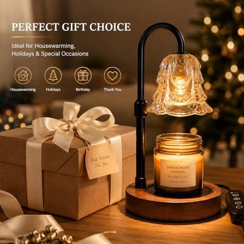 ANFOOS Candle Warmer Lamp with Timer and Dimmer, Adjustable Height Flameless Wax Melter for Jar Candles, 4-Level Brightness Control Electric Candle Warmer with 2 Bulbs, Home Decor Gift - Thumbnail 6