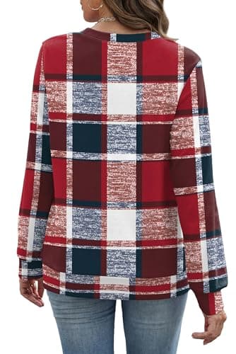 RUMIA Crewneck Fall Sweatshirts for Women Trendy- Women's Plain Long Sleeve Pullover Tops with Pockets Fashion - Thumbnail 5