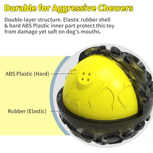 JoyBruko Dog Ball for Aggressive Chewers - Interactive Dog Toy Giggle Balls Fun Squeaky Sound to Keep Them Busy, Durable for Small Medium Large Breeds, Rubber Chew Toys, As Seen on TV, Black & Yellow - Thumbnail 3