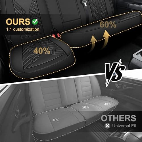 JIAMAOXIN Seat Covers for Ford F150 2009-2025 2026 - F250/F350/F450 2017-2025 2026: 5 Seat Full Set Faux Leather Truck Seat Covers Car Cushion (5 Seats,Black) - Thumbnail 3