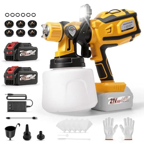 maXpeedingrods Paint Sprayer, 1400ML HVLP Spray Paint Gun with Battery 2 × 4.0mAh & LED Light, Cordless Paint Sprayer with 3 Modes & 6 Nozzles, Electric Paint Sprayer for House Painting DIY Projects - Image 1