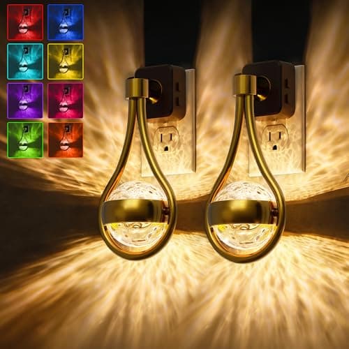 L LOHAS LED Night Lights Plug Into Wall: 2 Pack Star Projector RGB Night Light with 10 Color Change, Dusk to Dawn Sensor, 330°Rotating Globe Night Light for Bedroom, Hallway, Home Decor, Gaming Room