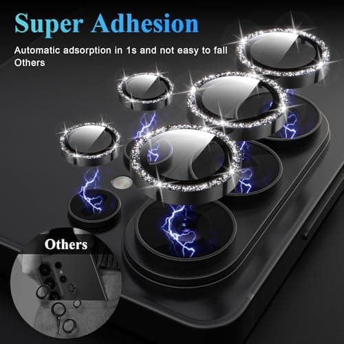 YWXTW Camera Lens Protector for Samsung Galaxy S26 Ultra, [5X Stronger] Glitter Bling Individual Metal Ring Tempered Glass Camera Cover for Galaxy S26 Ultra Accessories, 1 Set - Thumbnail 5