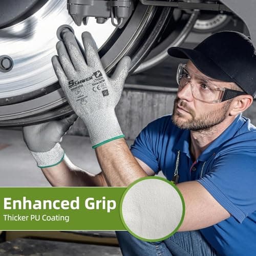 Schwer 6 Pairs ANSI A2 Cut Resistant Work Gloves with Certified Level 6 Ultra Abrasion Resistance, Safety Gloves with Grip for General Use, Construction, Gardening, Mechanic, 3D-Comfort, LT5636, L - Thumbnail 5