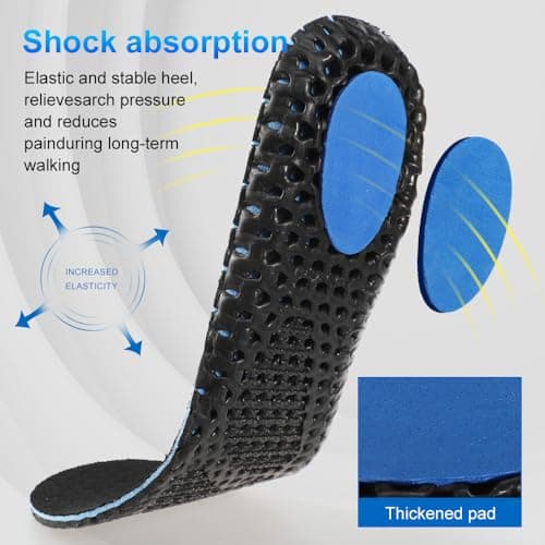 XINIFOOT 3 Pairs Elastic Shock Absorbing Shoe Insoles Breathable Honeycomb Sneaker Inserts Sports Shoe Insole Replacement Insoles for Women (Black) - Thumbnail 6