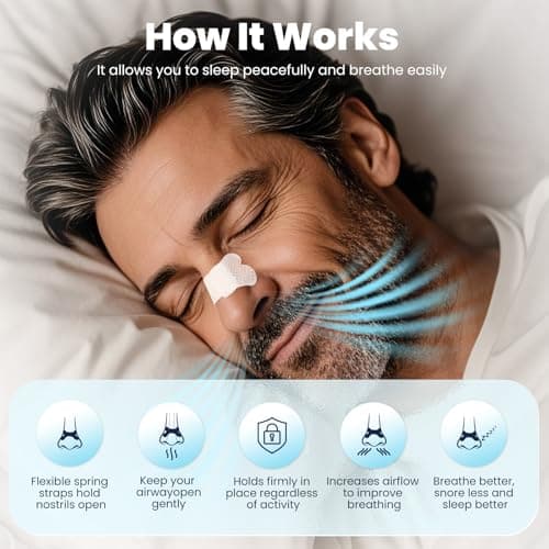 Nose Strips for Snoring, Breathing Strips, Adjustable Nasal Strips for Sleep, Snoring, Sports & Congestion Relief - Maximum Airflow, 30 Count - Thumbnail 2