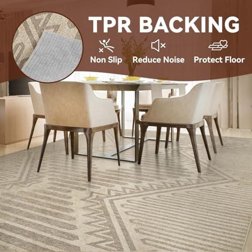 Boho Beige 5x7 Area Rugs Textured Tufted Rugs for Living Room Bedroom Nursery Rug-Carpet Washable Brown Neutral Modern Aztec Rug - Thumbnail 5