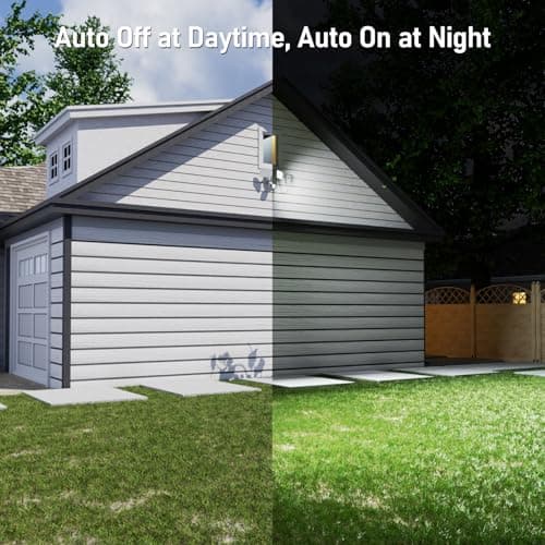 LEONLITE 25W 3CCT Plug in LED Security Light, Motion Sensor & Dusk to Dawn Flood Lights Outdoor, 3 Lighting Modes, Adjustable 2-Head, Wet Location, 3000K/4000K/5000K Selectable, ETL&FCC Listed, White - Thumbnail 4