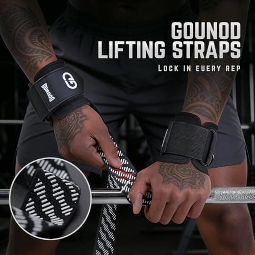 GOUNOD Lifting Wrist Straps with D Ring for Weightlifting & Gym – Heavy Duty Padded Wrist Support for Men & Women – Non-Slip Hand Grip Straps for Deadlifts, Pull Ups, Cable Machines & Bodybuilding - Thumbnail 4