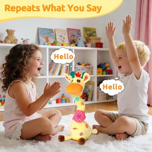 Dancing Talking Giraffe Baby Toy for Baby Toy 6-12 Months & Toddlers 1-3 Years Boy Girl, Interactive Toy Repeat What You Say Tummy Time Giraffe for Baby Early Education, Enlightenment,Sensory Fun Gift - Thumbnail 4
