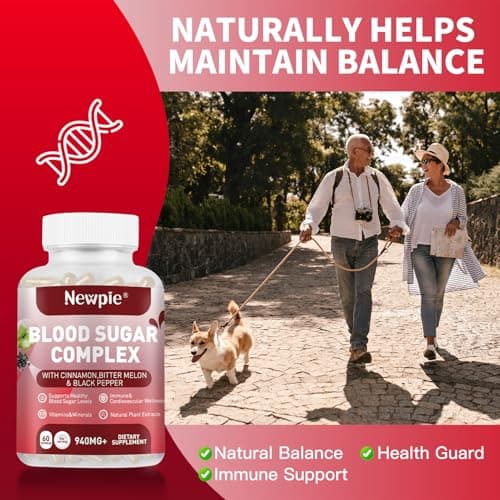 Blood Sugar Complex Supplement – Natural with 20 Active Herbs and Vitamins, Including Cinnamon, Bitter Melon, Black Pepper, Licorice, Vegan, Non-GMO, Gluten-Free, 120 Capsules - Thumbnail 3