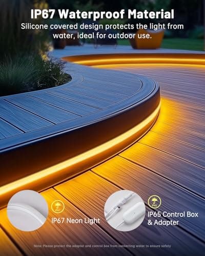 Neon Rope Lights, 16.4ft Smart RGB+IC LED Strip Lights with App & Remote Control, IP67 Waterproof Flexible Neon String Lights for Bedroom, Music Sync, DIY Multiple Modes for Wall Gaming Christmas Home - Thumbnail 3