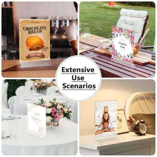 MaxGear 8.5 X 11 Acrylic Sign Holder 6pack, Clear Display Stand Plastic Paper Stand, Double Sided Picture Holder for Table, Vertical Menu Flyer Display for Stores, Restaurants, Hotels, Office - Thumbnail 6