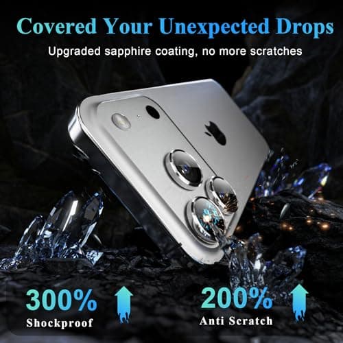 YWXTW Camera Lens Protector for iPhone 17 Pro/iPhone 17 Pro Max, [1 Step Installation Tray] Tempered Glass Screen Protector Metal Individual Camera Cover Accessories Case Friendly (Silver) - Thumbnail 3