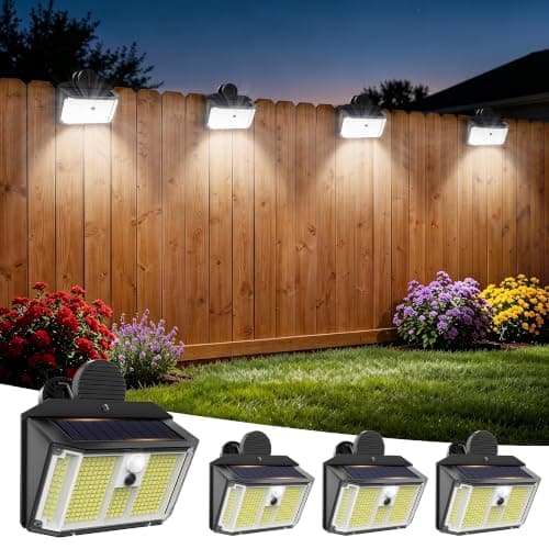 Fabrito 268LEDs Clip On Solar Lights Outdoor with Motion Sensor, 650LM Solar Fence Lights Outdoor Waterproof with 3 Lighting Modes, Bright Solar Deck Lights for Fence, Wall, Patio, Garden, 4Pack