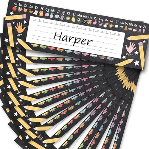 Hadley Designs Desk Name Tags for Classroom –36 Student Name Tags for Desks, Name Plates for Classroom Decor, Teacher Supplies, Chalkboard Nametags, 1st-3rd Grade Kindergarten Preschool Must Haves