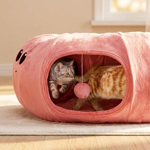 VIEFIN Cat Tunnel Bed with 20 Cat Toys, Collapsible Play Tunnel for Indoor Cats, Kitten Toys for Indoor Kittens, Octopus Shaped - Thumbnail 2