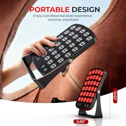 Red Light Therapy Panel, 460/590/660/850nm 4-Color Light Mode, 120 LEDs Facial Infrared Light Therapy Devices with Lighted Makeup Mirror, Timer, Portable Red Light Therapy for Face, Body, Pain Relief - Thumbnail 4