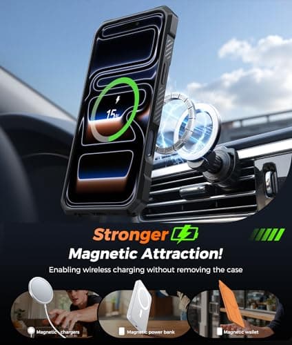 FNTCASE for iPhone 17 Pro-Max Case: [360 Spin Magnetic Ring Kickstand] [Compatible for MagSafe] [Screen Protector] Heavy Duty Military Grade Protection Protective Phone Case with Stand Blue - Thumbnail 3