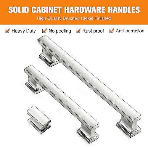 VEHCIL 20 Pack Brushed Nickel Cabinet Pulls,7 Inch(178mm) Kitchen Cabinet Handles, Drawer Pulls Handles for Kitchen Cabinets Hardware Cupboard Closet Bathroom Dresser, Solid Zinc Alloy - Thumbnail 3