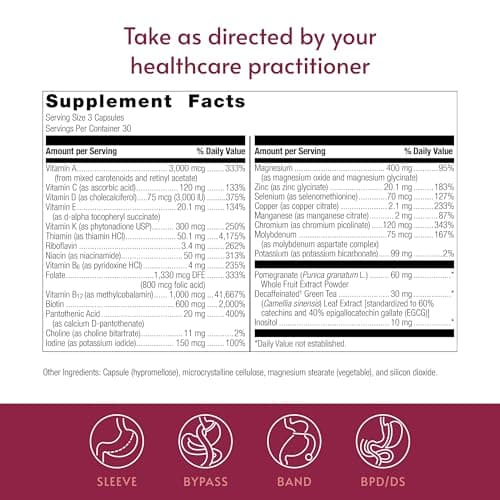 Bariatric Advantage Ultra Multi Without Iron, High Potency Daily Multivitamin for Bariatric Surgery Patients with 22 Essential Vitamins and Nutrients - 90 Capsules, 30 Servings - Thumbnail 4