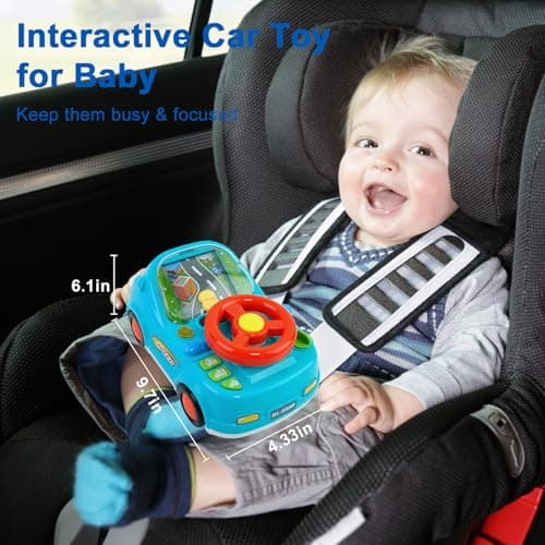 DELUTIQUE Toys for 1 + Year Old Boy,Toddler Racing Car Steering Wheel Toy with Sound & Light,Car Toys for Toddlers 1-3,Gift for 1 2 3 Years Old Boys Girls (Blue) - Thumbnail 6