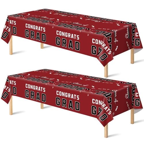 OHOME 2026 Graduation Party Decorations - Graduation Decorations Class of 2026 - Disposable Plastic Maroon Tablecloth for Party Favors - Backdrop Banner Class of 2026,2 Pack - Image 1