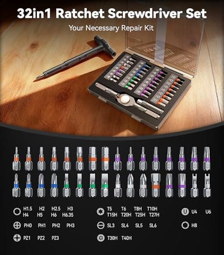 Wesdut 32in1 T Handle Magnetic Ratchet Screwdriver Set, [Freely Combine 5+ Grip Styles] Screw driver, Ratcheting Allen Wrenches Sets, Repair Tool Kit for Computer, Bicycles, Furniture, Electronics - Thumbnail 2