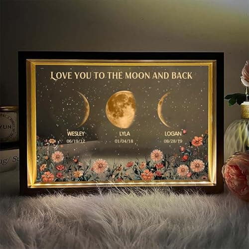 CraffBase Moms Sky Led Light Frame Mommy's Universe Light Box The Day You Became Our Mom LED Picture Frame Mothers Day Moon Phase Gifts for Mom Grandma - Thumbnail 5