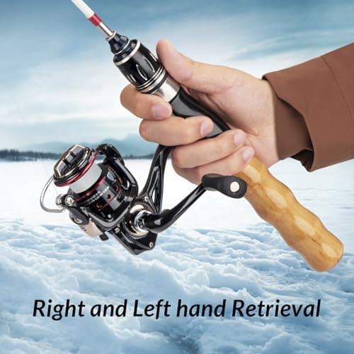QualyQualy Ice Fishing Rod and Reel Combo, 24'' Ice Fishing Rod Set with Inline Reels 49 Pcs Lures Jig Heads and Fishing Line Ice Fishing Gear Ice Fishing Jig Line - Thumbnail 6