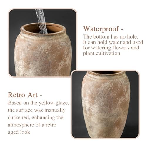 Rustic Ceramic Vase, 8.2 Inch Terracotta Rustic Vase, Farmhouse Decorative Vase Boho Decor, Christmas Decorative Vintage Flower Vase Home Decor, Living Room, Entryway, Holiday Wedding New Year Gifts - Thumbnail 4