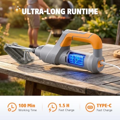 Electric Grill Brush BBQ Cleaner - Grill Cleaner, Grill Brush for Outdoor Grill, BBQ Grill Brush, 940 RPM Electric Grill Cleaner, 3 Speed Modes, Compatible with Weber, Char-Broil, Traeger & More - Thumbnail 4
