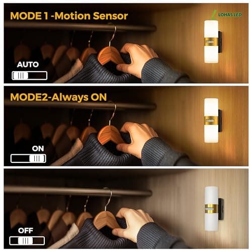 L LOHAS LED Motion Sensor Night Light, Rechargeable Battery Night Light, Cordless LED Wall Lights,Adjustment Brightness, Nightlight for Bedroom Hallway Kitchen 1PACK - Thumbnail 2