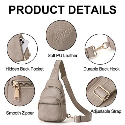 CLUCI Small Sling Bag for Women, Leather Crossbody Fanny Packs Trendy, Women's Chest Bag - Thumbnail 6
