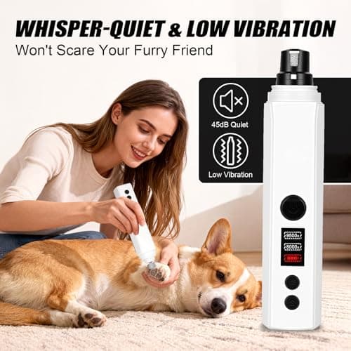 AOFANPET Dog Nail Grinder,2026 New Updated Quiet Electric 2-Speed Professional Pet Nail Grinder with Quick Sensor, Rechargeable Painless Trimmer for Large to Small Dogs & Cats, LED Light & Guard - Thumbnail 6