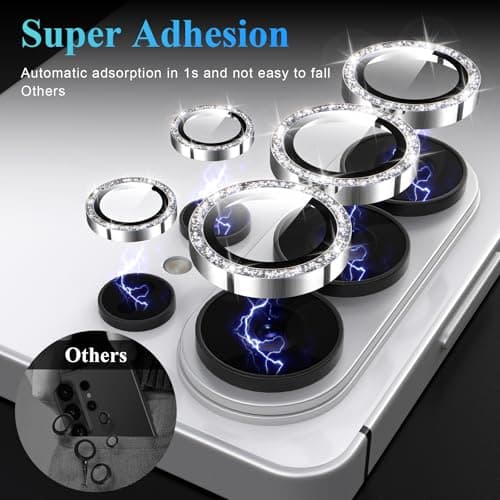 YWXTW Camera Lens Protector for Samsung Galaxy S26 Ultra, [5X Stronger] Glitter Bling Individual Metal Ring Tempered Glass Camera Cover for Galaxy S26 Ultra Accessories, 1 Set - Thumbnail 5