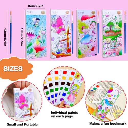 JUNQIU 4Pack Paint with Water Books for Kids Ages 4-8, Mess Free Coloring for Toddlers, Watercolor Coloring Books, Easter Basket Stuffers For Girls Boys, Stocking Stuffers For Kids - Thumbnail 4