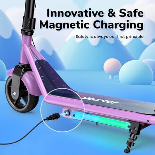 iScooter IK3/IK3Pro Electric Scooter for Kids Aged 6-12,10MPH Top Speed, 3 Heights (IK3Pro), Magnetic Charging,Colorful Lights,LED Display,150W (IK3Pro-3/6/10MPH & 3 Heights, Blue) - Thumbnail 3